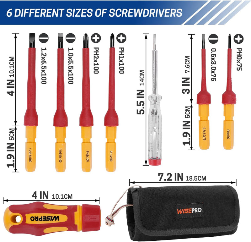 1000V Insulated Screwdrivers Set with Pouch
